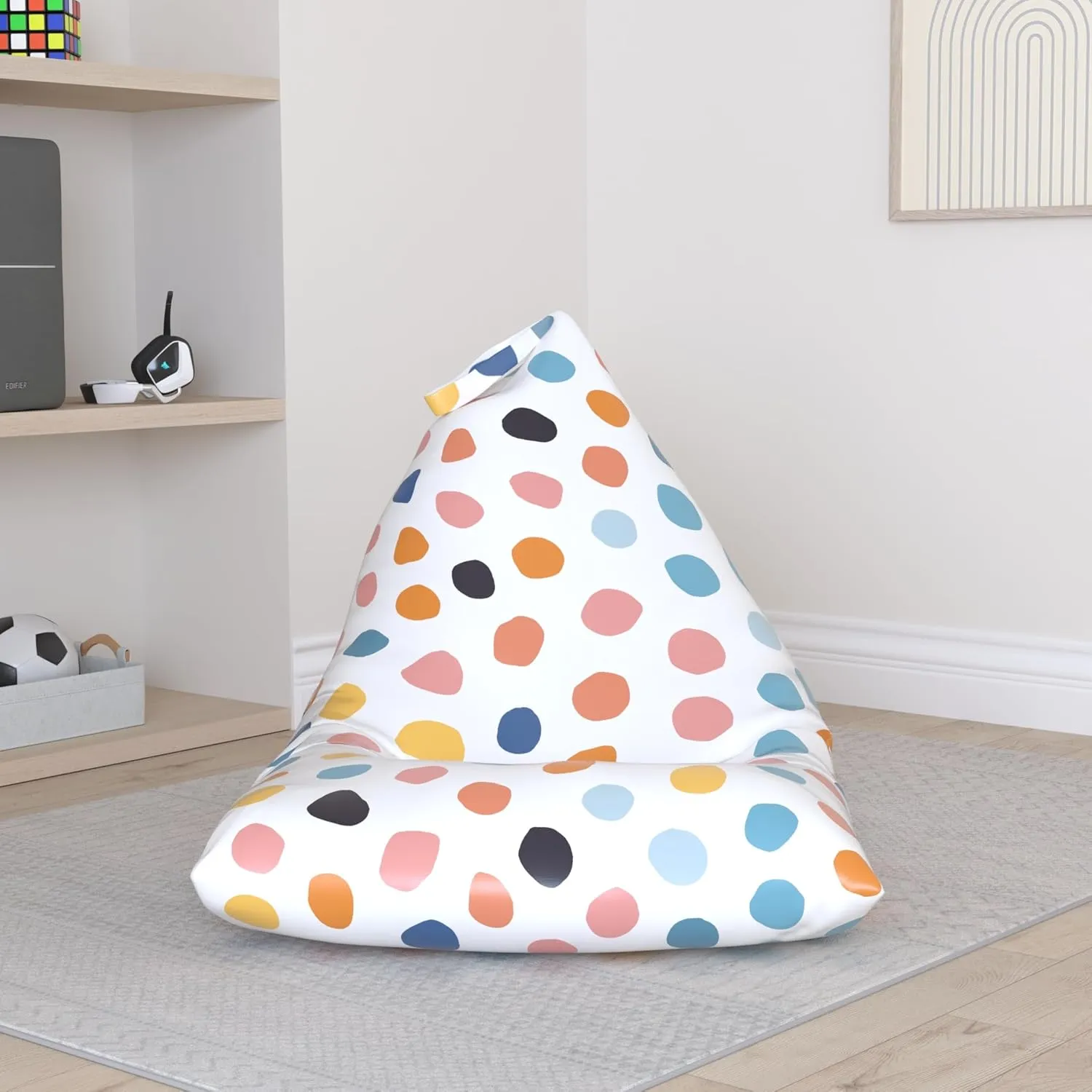 Nobildonna Stuffed Animal Storage Bean Bag Chair Cover for Kids Teens (No Filler) 250L Washable Large Beanbag Cover for Kids' Room Organizing Plush Toys or Home Living Room Textile,Pebble