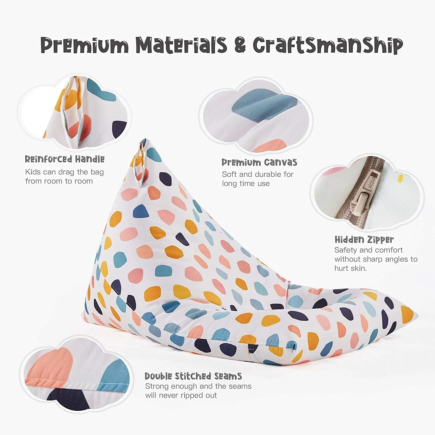 Nobildonna Stuffed Animal Storage Bean Bag Chair Cover for Kids Teens (No Filler) 250L Washable Large Beanbag Cover for Kids' Room Organizing Plush Toys or Home Living Room Textile,Pebble