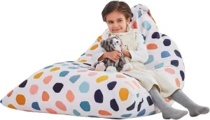 Nobildonna Stuffed Animal Storage Bean Bag Chair Cover for Kids Teens (No Filler) 250L Washable Large Beanbag Cover for Kids' Room Organizing Plush Toys or Home Living Room Textile,Pebble