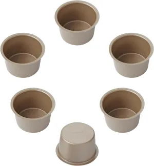 Non-Stick Muffin Pan Set, 6-Cups Golden Stackable Pans for Oven Baking, Heavy Duty Carbon Steel Cupcake Mold - Bake Like a Pro