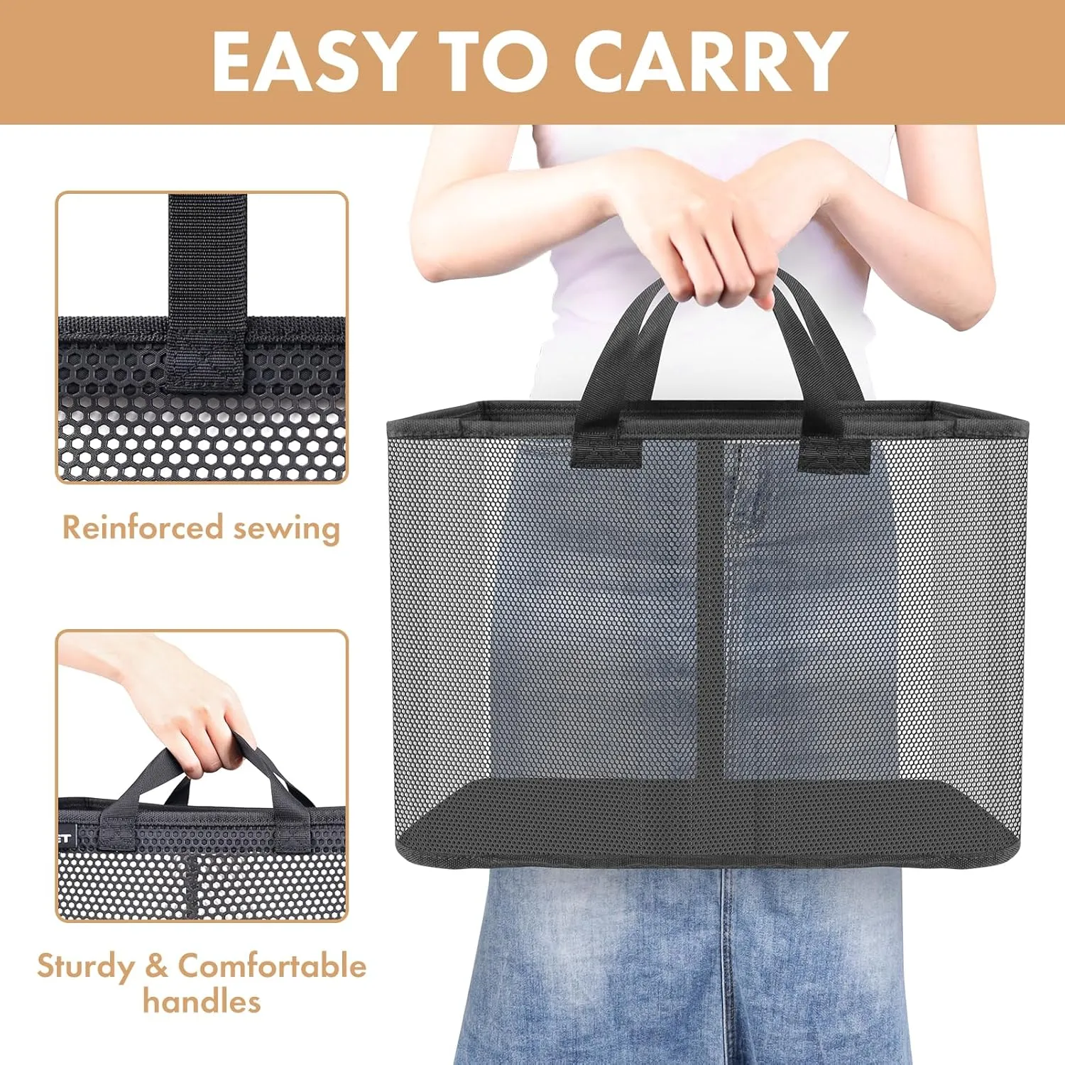 NPET 27L Laundry Basket Collapsible Laundry Hamper with PEVA Waterproof Material Clothes Bag Storage Basket Bin for Laundry,Bedroom and Domitory