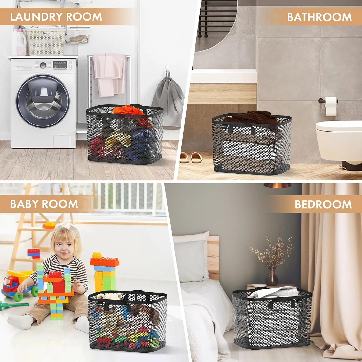 NPET 27L Laundry Basket Collapsible Laundry Hamper with PEVA Waterproof Material Clothes Bag Storage Basket Bin for Laundry,Bedroom and Domitory