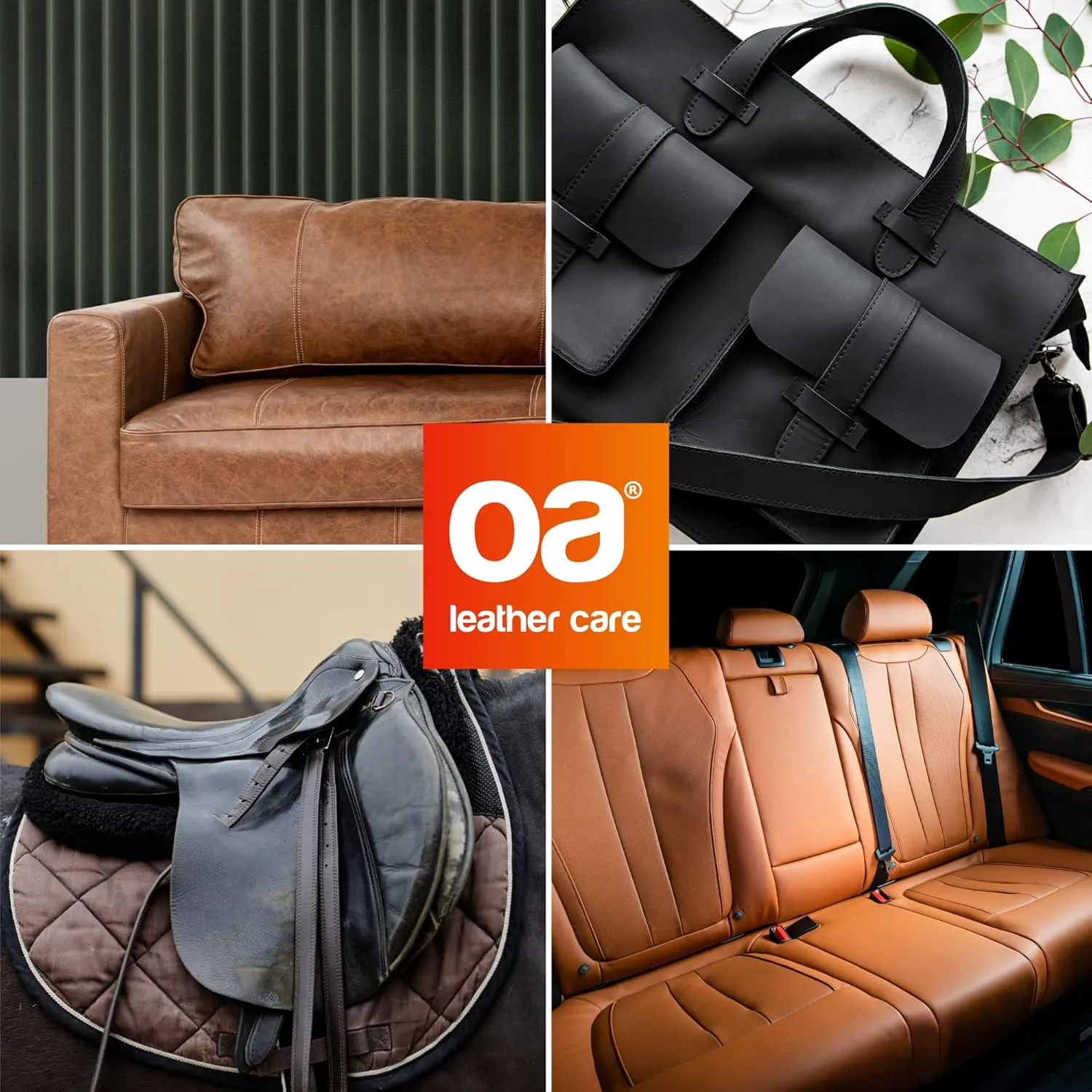 OA Leather Care Leather Cleaner Car & Leather Couch (250 ml) - 100% PFC Free - Leather Care for Effective Leather Cleaning - Leather & Faux Leather Cleaner for Sofa, Car Seats, Handbags, Shoes, Jacket