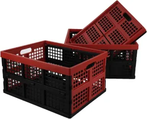 Obstnny 34 Quart Collapsible Storage Bins, Stackable Milk Crate, 3 Packs