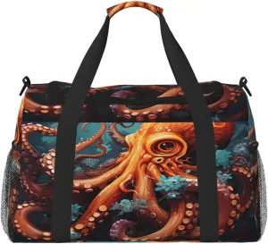 Ocean Sea Octopus Duffle Bag Travel Duffel Bags for Men Women Waterproof Gym Overnight Weekender Bag Carry on Tote Bag