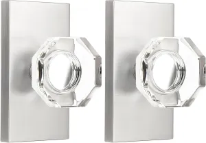 Octagon Glass Crystal Half Dummy Door Knob Brushed Nickel, No-Turning Bifold and Closet Door Handles,2 Pack
