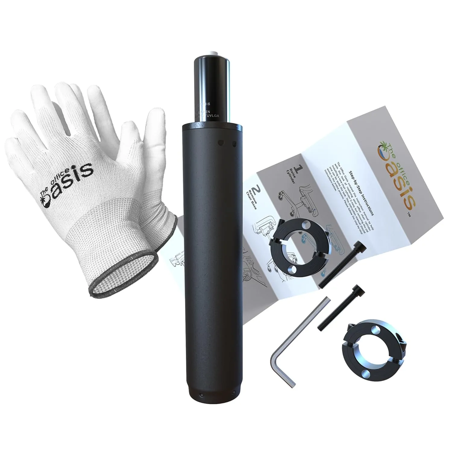 Office Chair Cylinder Replacement with Removal Tool (As Seen On PBS) - Heavy Duty Pneumatic Gas Lift Piston for Desk Chairs and Gaming Chairs - Universal Fit Black