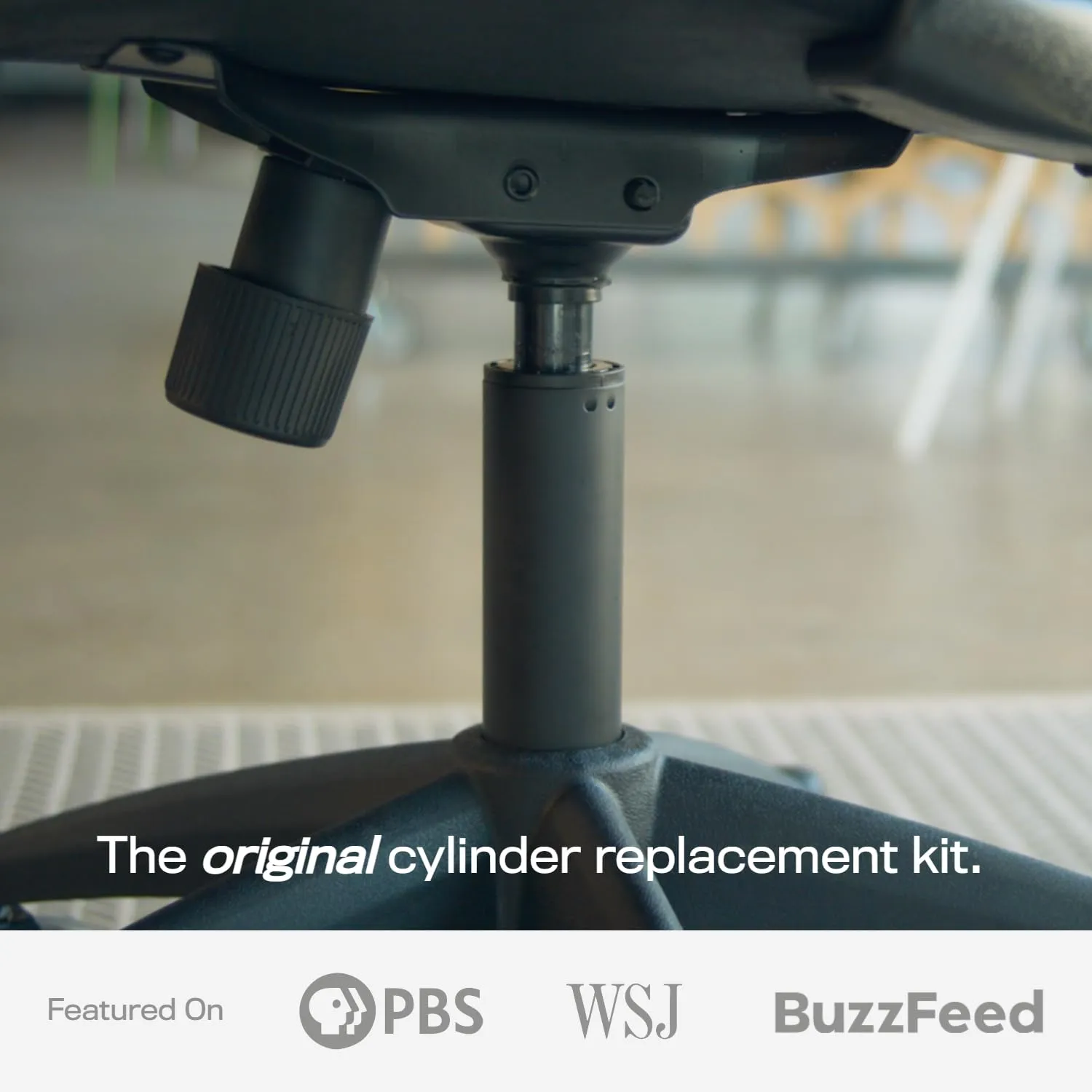 Office Chair Cylinder Replacement with Removal Tool (As Seen On PBS) - Heavy Duty Pneumatic Gas Lift Piston for Desk Chairs and Gaming Chairs - Universal Fit Black