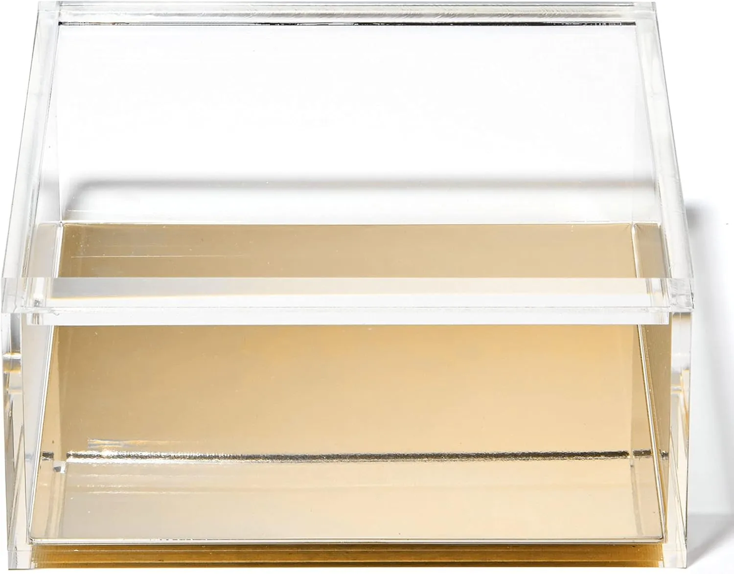 OfficeGoods Acrylic Desk Organizer w/Gold Base – Functional & Elegant Odds & Ends Box for Display or Storage – Perfect for Home or Office, Kitchen, Bathroom Vanity, Curio Display - Extra Large