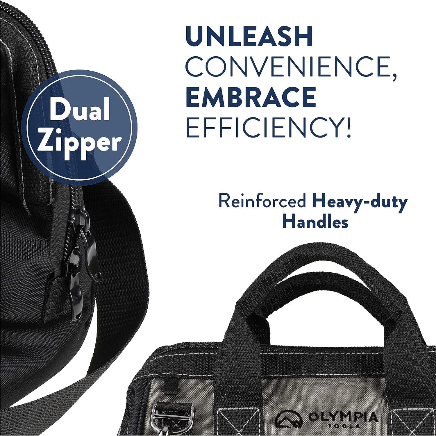 Olympia Tool Bag 15 Inch, Heavy Duty Tools Bag with 8 Pockets, Adjustable Shouder Straps and 600D Reinforced Material
