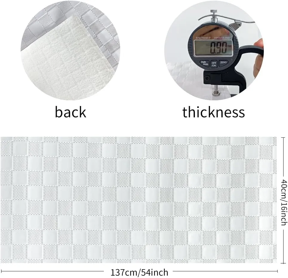 ONEART | White Plaid Embossed Synthetic Leather Crafts Vinyl Fabric 16"×54" Textured Faux Leather for Bags Decor Projects
