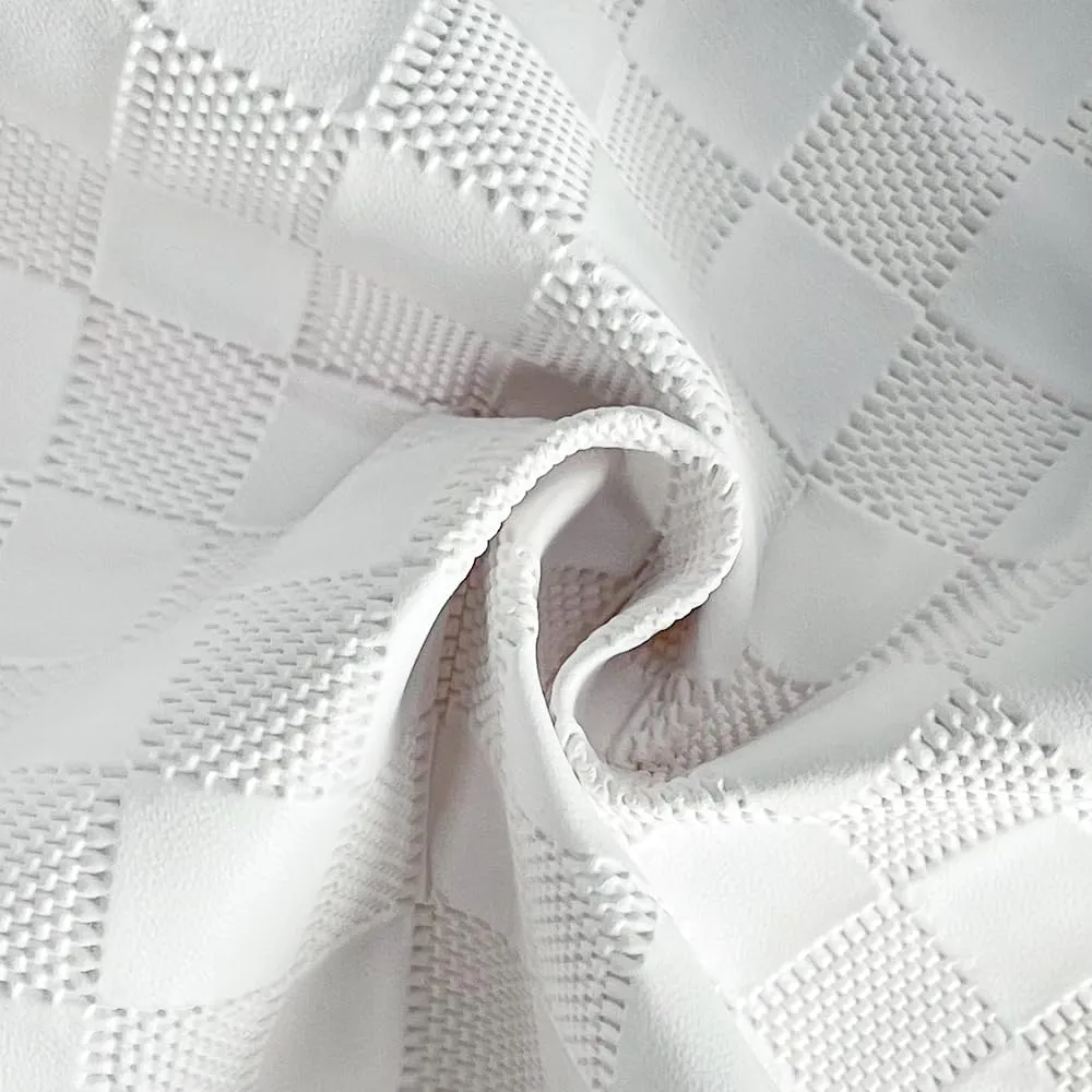 ONEART | White Plaid Embossed Synthetic Leather Crafts Vinyl Fabric 16"×54" Textured Faux Leather for Bags Decor Projects