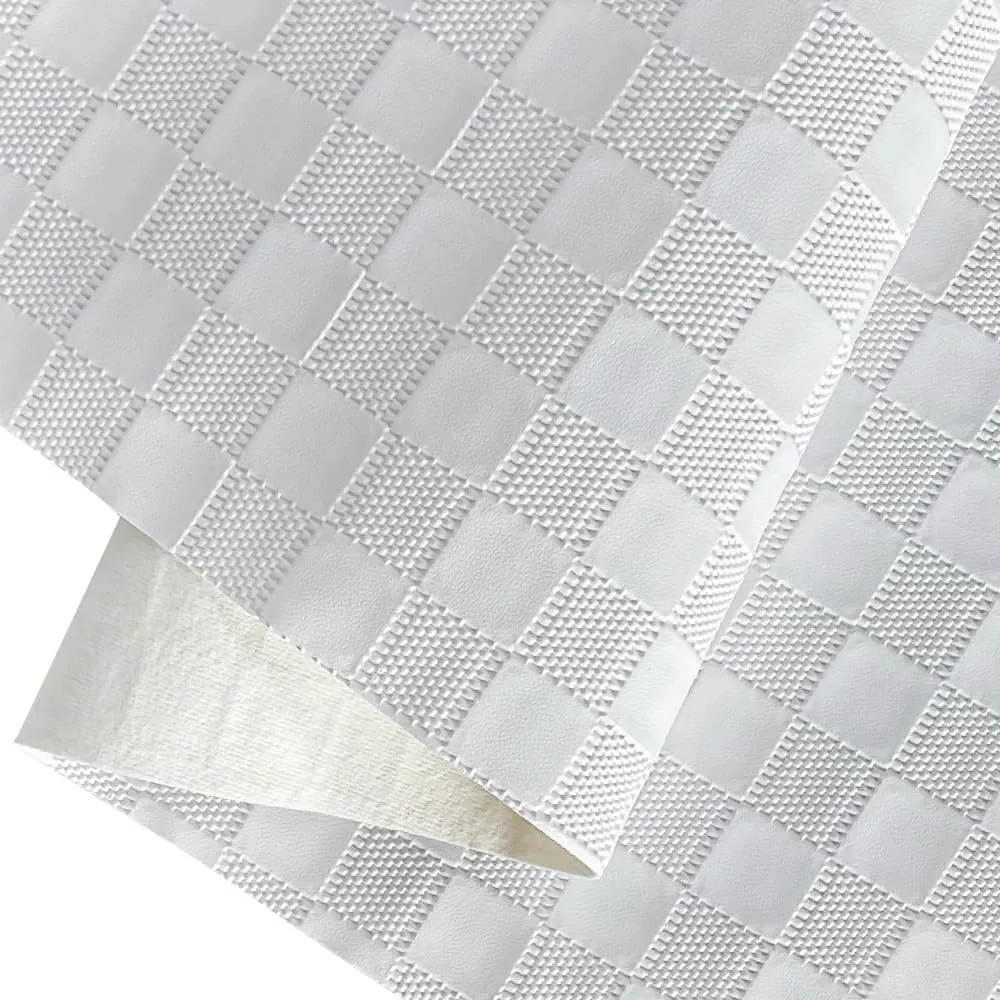 ONEART | White Plaid Embossed Synthetic Leather Crafts Vinyl Fabric 16"×54" Textured Faux Leather for Bags Decor Projects