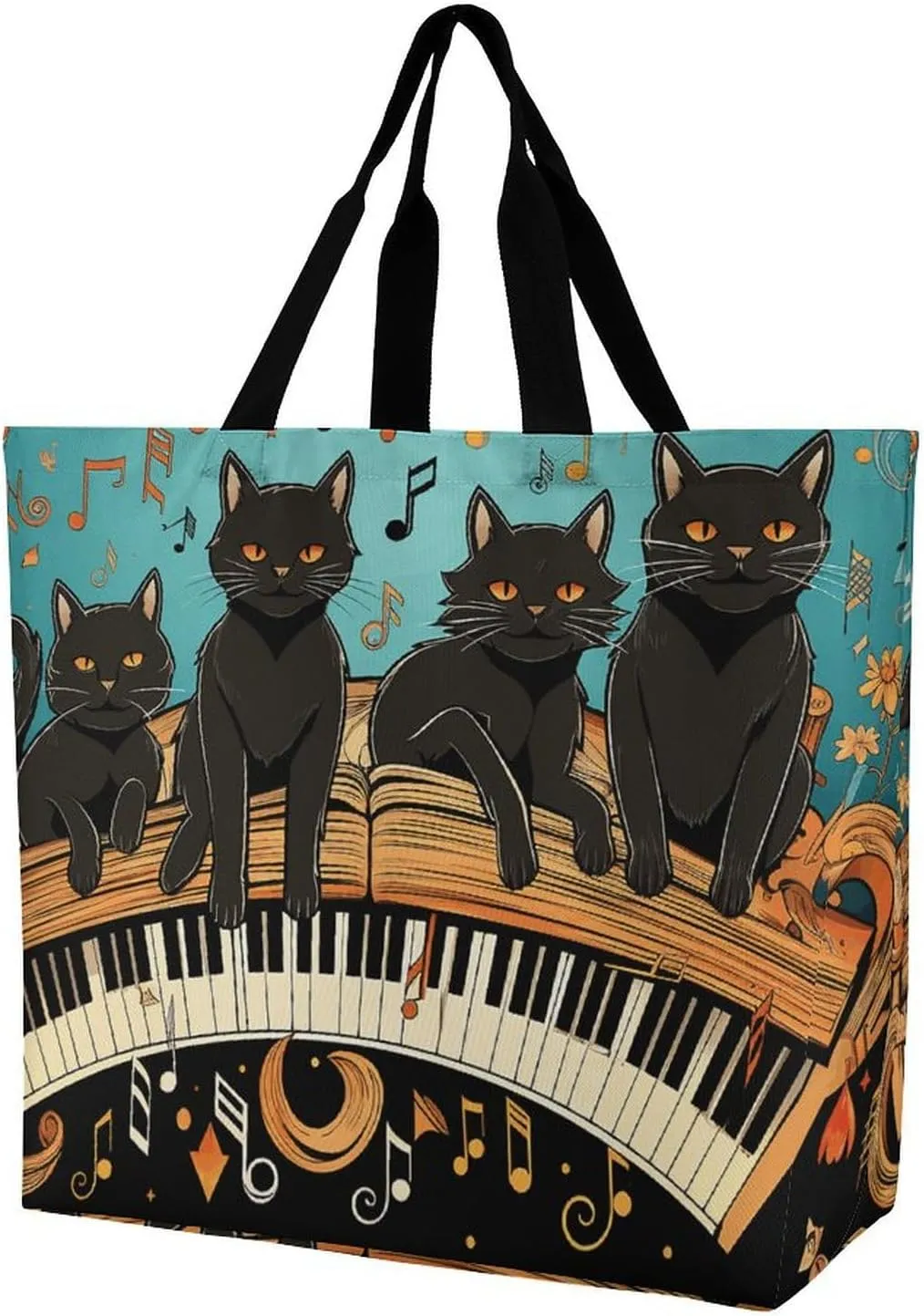 Orange Fish Pattern Tote Bag for Women Reusable Grocery Shoulder Bag Shopping Bags for Travel, Groceries