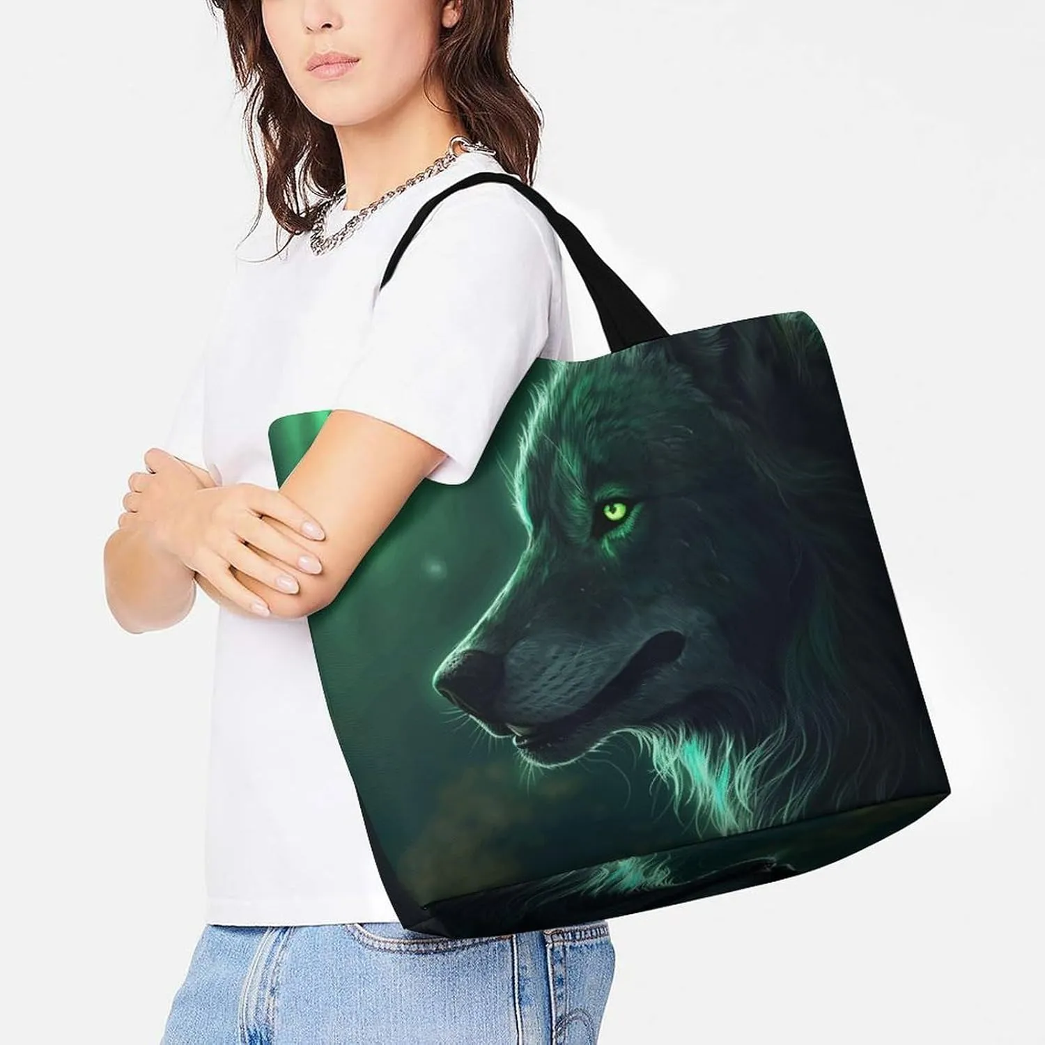 Orange Fish Pattern Tote Bag for Women Reusable Grocery Shoulder Bag Shopping Bags for Travel, Groceries