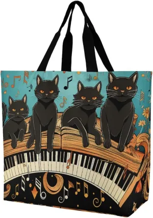 Orange Fish Pattern Tote Bag for Women Reusable Grocery Shoulder Bag Shopping Bags for Travel, Groceries