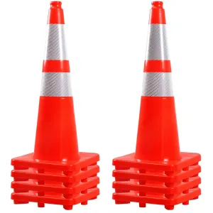 OrangeStar 28" Orange Traffic Cones 8 Pcs Safety Cones PVC Construction Cones w/Reflective Collars for Driving Practice, Parking Lot, Roadwork
