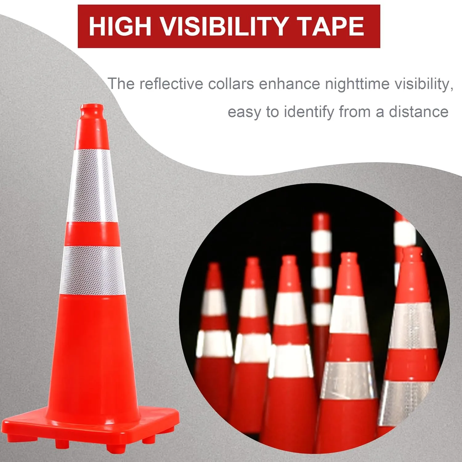 OrangeStar 28" Orange Traffic Cones 8 Pcs Safety Cones PVC Construction Cones w/Reflective Collars for Driving Practice, Parking Lot, Roadwork
