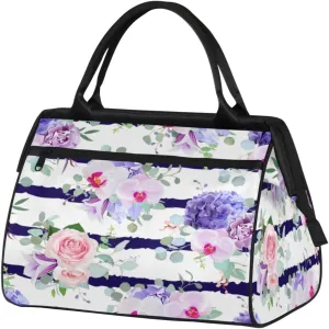 Orchid Iris Womens Weekender Overnight Bag Bell Flower Travel Duffel Bag 25L Carry On Tote Bag Gym Duffle Bag for Women Teen Girls