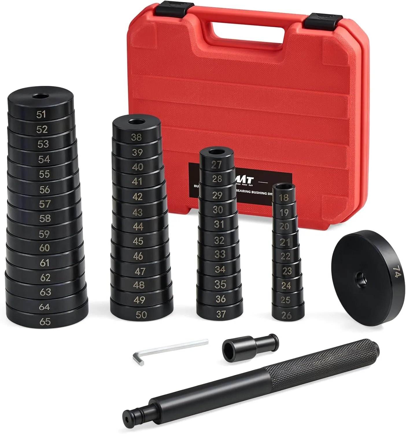 Orion Motor Tech 52-in-1 Custom Bushing Driver Tool Set and Transmission Wheel Axle Bearing Race Seal Installer Remover, Bush Removal Puller Bearing Press Tool Kit