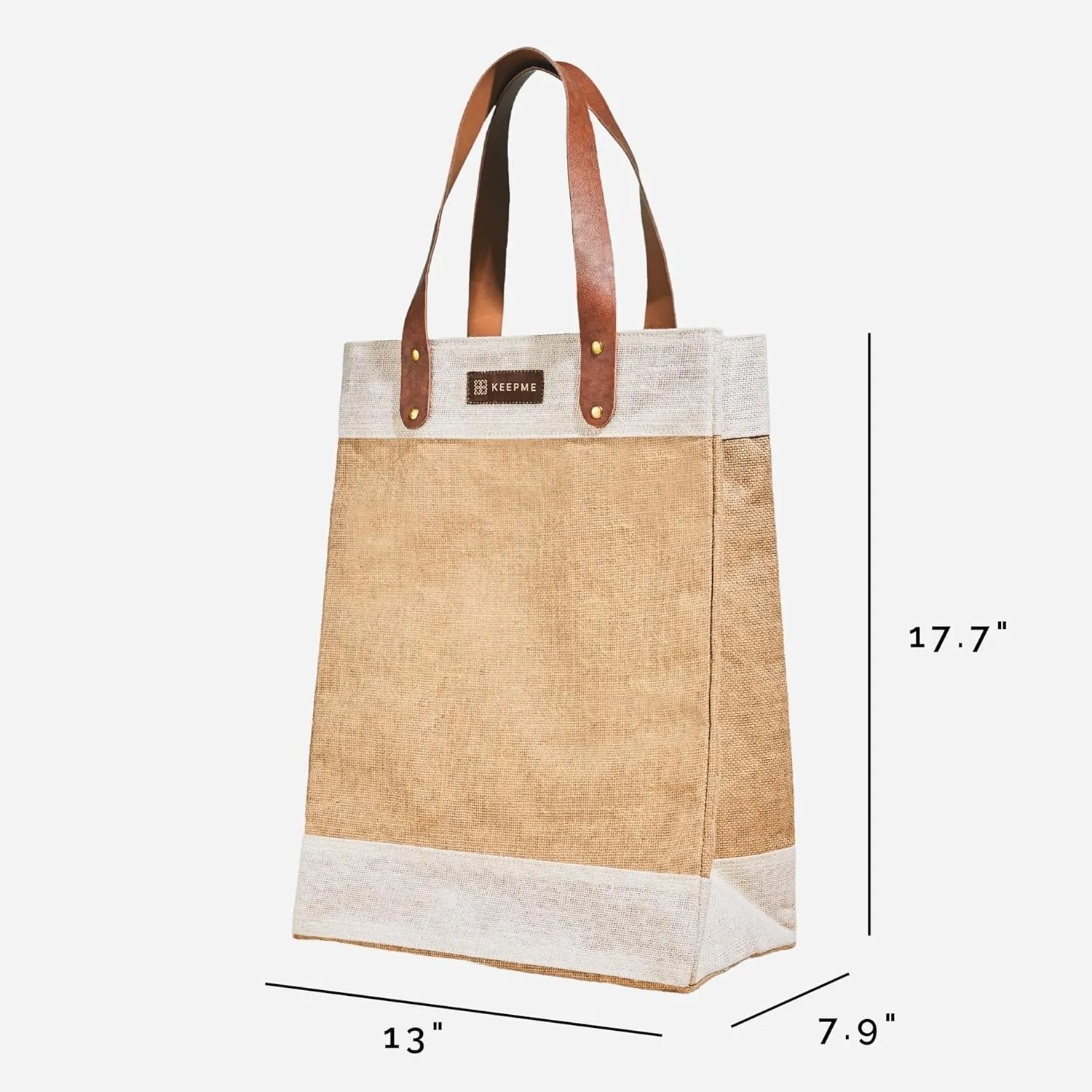 Out of the Woods Jute Tall Tote, Reusable, Sustainable Grocery and Lifestyle Bag