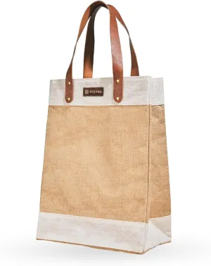 Out of the Woods Jute Tall Tote, Reusable, Sustainable Grocery and Lifestyle Bag