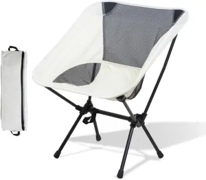 Outdoor Folding Chairs, Portable Camping Chair with Storage Bag, Support up to 300Lbs, Ultralight Compact Foldable Backpacking Chair for Beach Hiking Picnic Fishing Camp Travel,Beige