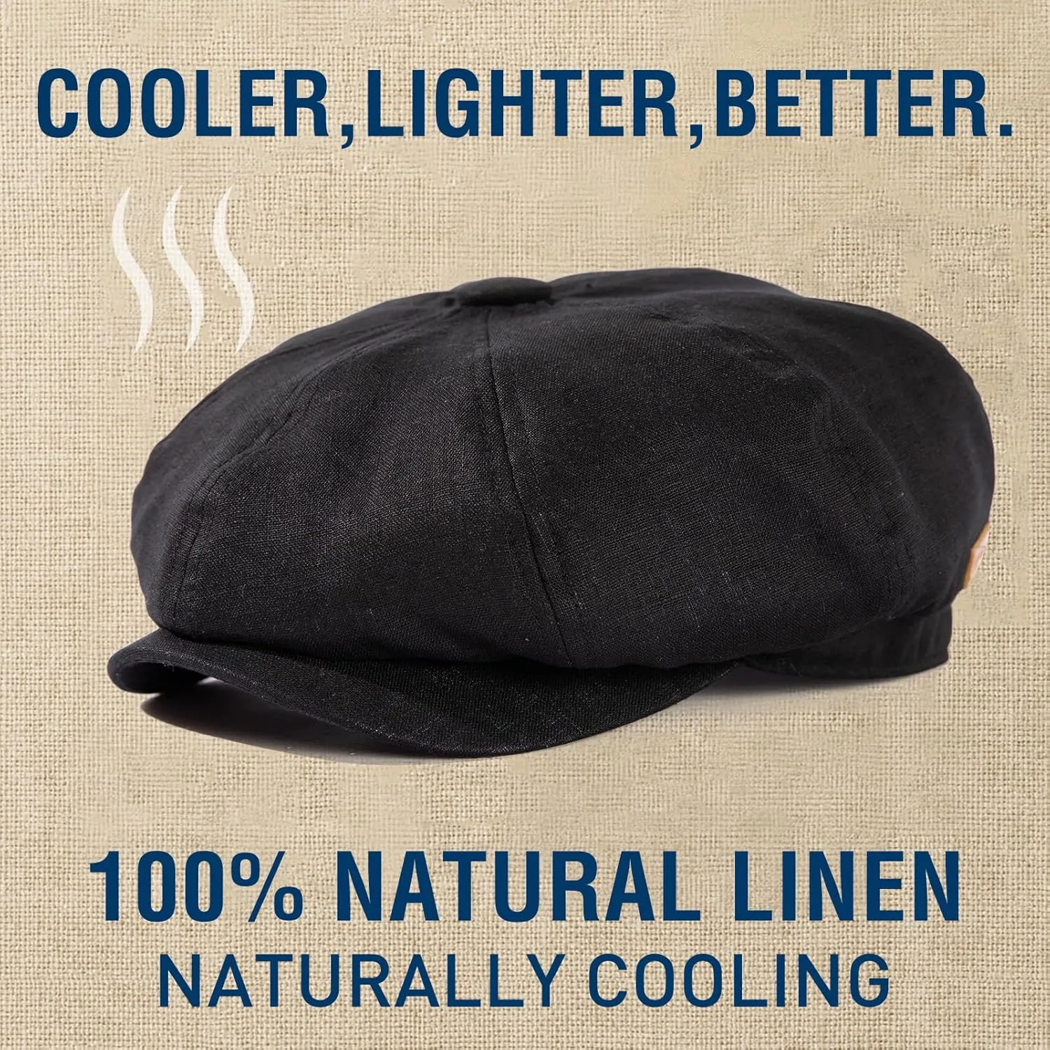 Oversized XL XXL Natural Linen Flat Cap Lightweight 8 Panel Summer Cooling Eco-Friendly Newsboy Hat Golf Outdoor