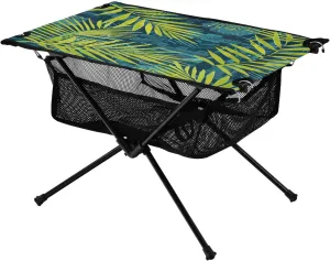 Palm Leaf Green Portable Folding Camping Table, Compact Lightweight Beach Table with Carrying Bag for Outdoor Picnics, BBQs, Camp
