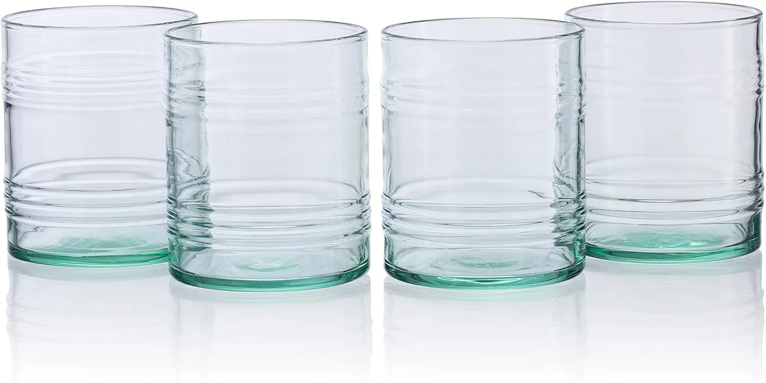 Pasabahce Tincan Eco Friendly Glass from House of Pasabahce The Original Pasabahce from Turkey, Green Transparent Tincan Eco Friendly Glasses, 280 ml in Set of 4 Pcs, Perfect fit for Water/Juice.
