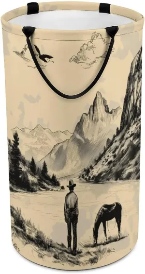 Pasture Farmer Large Laundry Basket Laundry Hamper Bag Washing Bin Collapsible Tall With Handles Travel Bathroom College