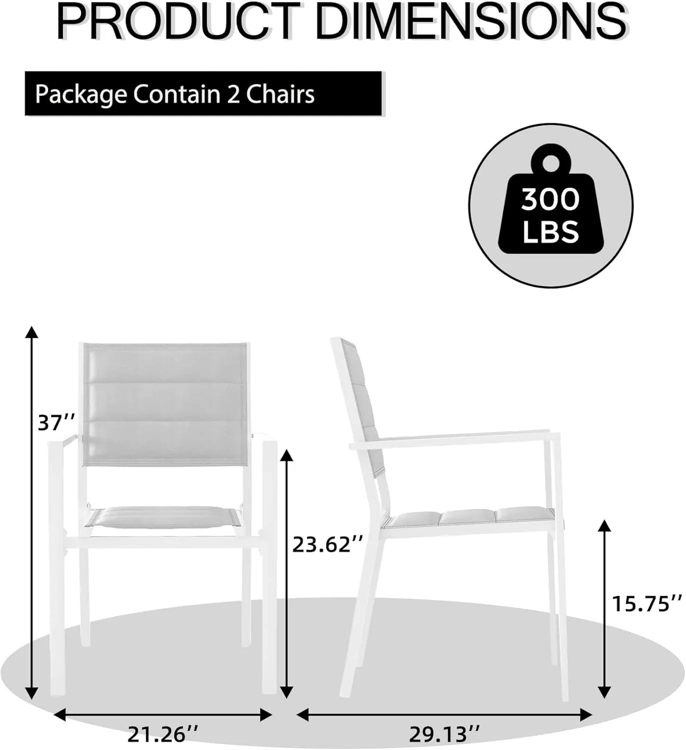 Patio Stackable Chairs Set of 2, Outdoor Aluminum Stacking Dining Chairs with Textilene Fabric for Outdoor, Patio, Deck, Backyard