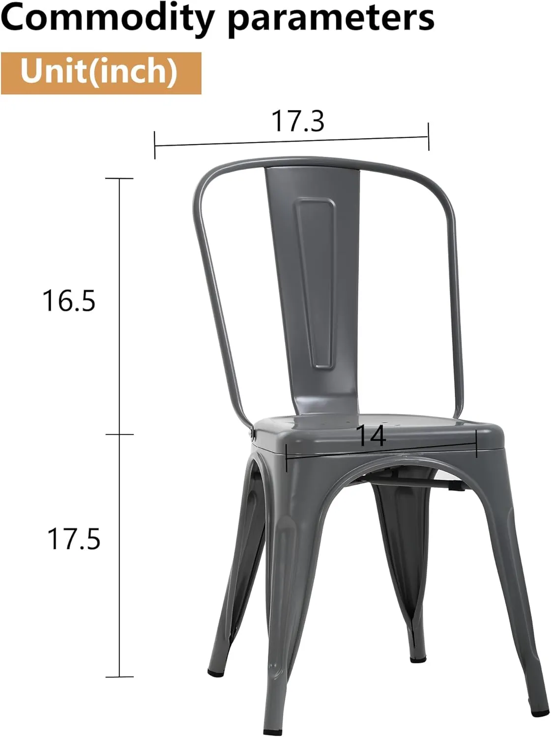 PayLessHere Dining Chairs Kitchen Chairs 18-Inch to-lix Side Stackable Chairs 330 Lbs Weight Capacity Indoor Outdoor Chairs Sturdy Metal Seating