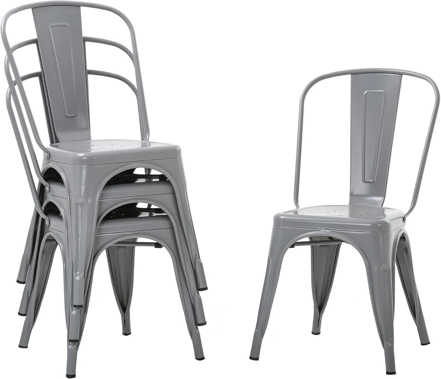 PayLessHere Dining Chairs Kitchen Chairs 18-Inch to-lix Side Stackable Chairs 330 Lbs Weight Capacity Indoor Outdoor Chairs Sturdy Metal Seating