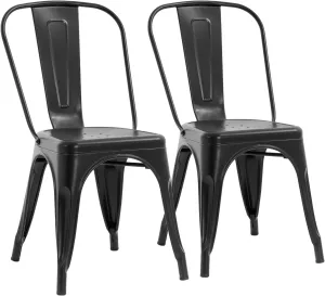PayLessHere Metal Dining Chairs Set of 2 Modern Patio Chair 18 Inch Indoor Outdoor Chairs Kitchen Chairs Metal Chairs Restaurant Chair Seat Height Metal Stackable Chair 330 LBS Weight Capacity