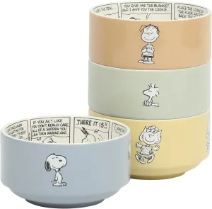 Peanuts Snoopy Bonbon Bites 4 Piece 5.5" Decorated Stoneware Ceramic Stackable Bowl Set