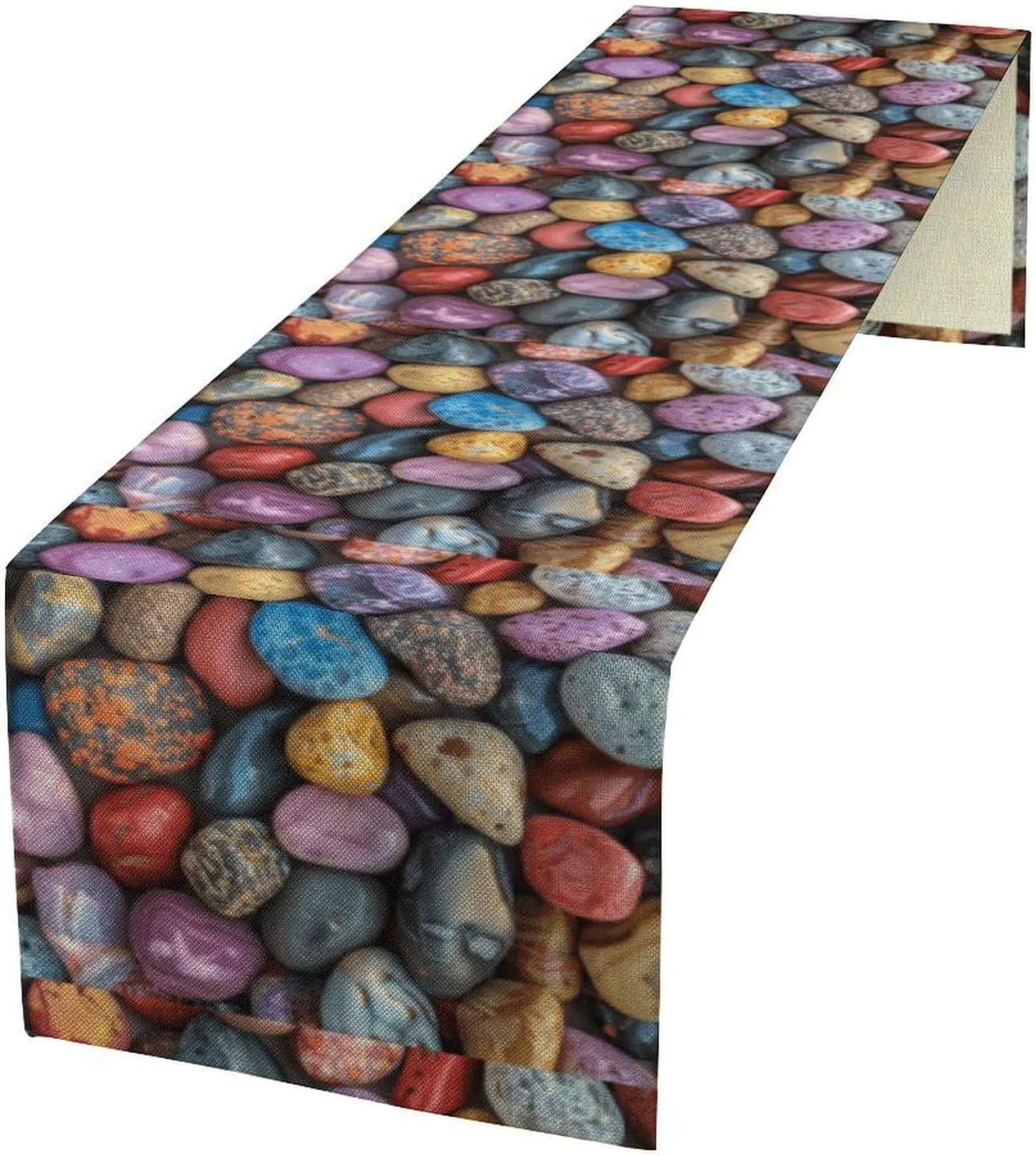 Pebbles and Rocks Table Runner 72 Inches Spring Table Runners Floral Farmhouse Decor Easter Dining Tables Cover, Machine Washable for Home Party, Indoor Outdoor