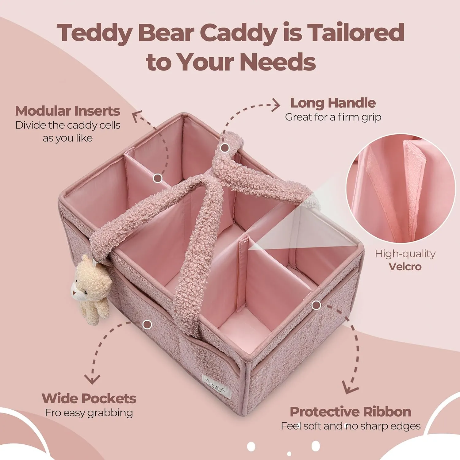 PeraBella Baby Diaper Caddy Organizer with Handle, Newborn Baby Essentials Registry Search Must Haves, Shower Gift Basket Boy&Girl, Portable Diaper Storage Basket Bin for Wipes, Car Caddy Organizer