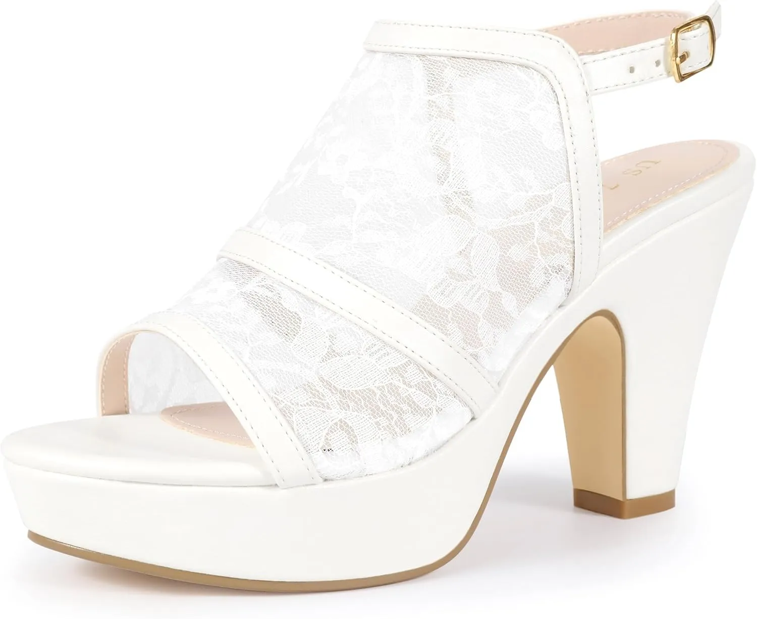 Perphy Platform Open Toe Chunky Heel Lace Sandals for Women
