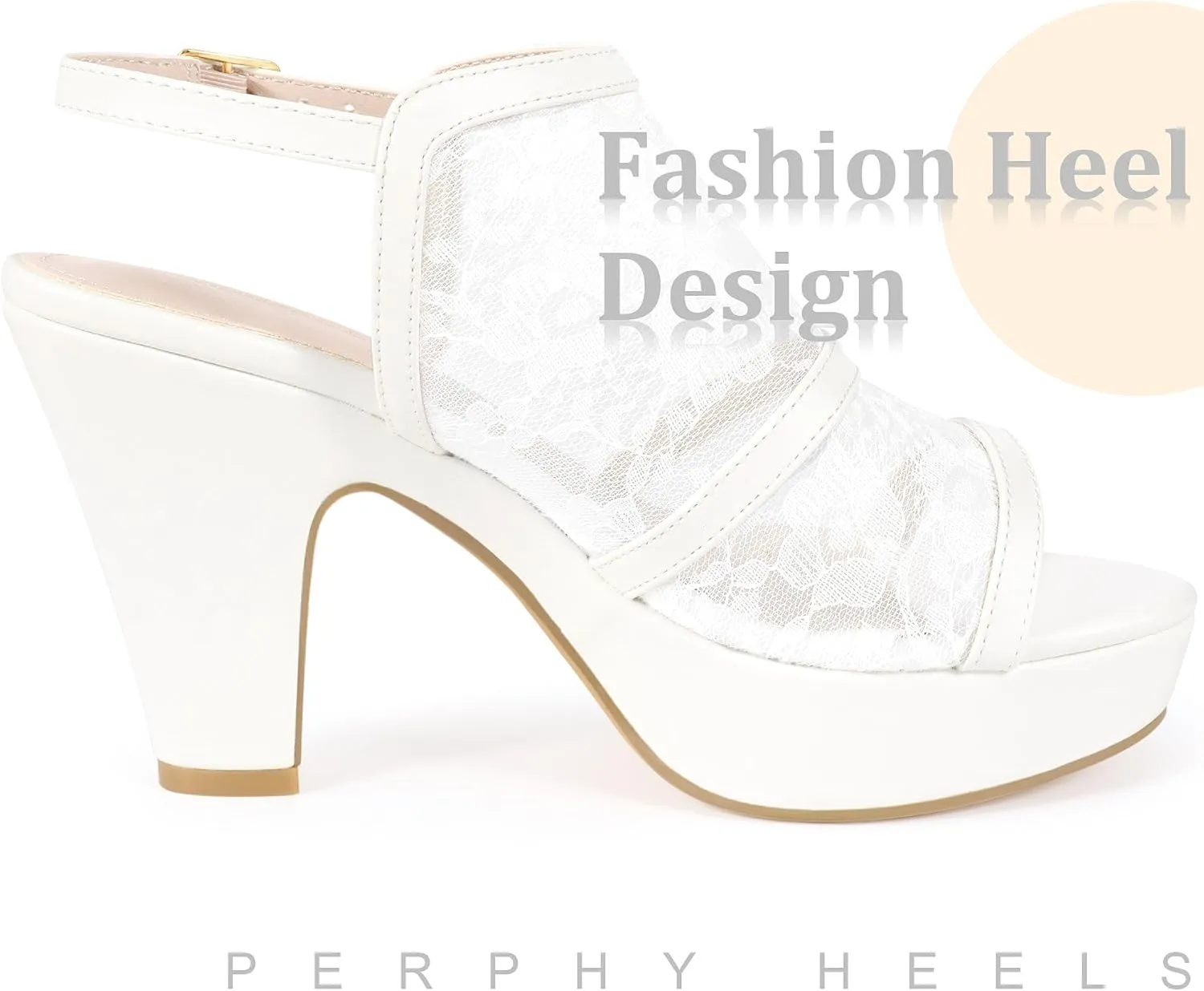 Perphy Platform Open Toe Chunky Heel Lace Sandals for Women