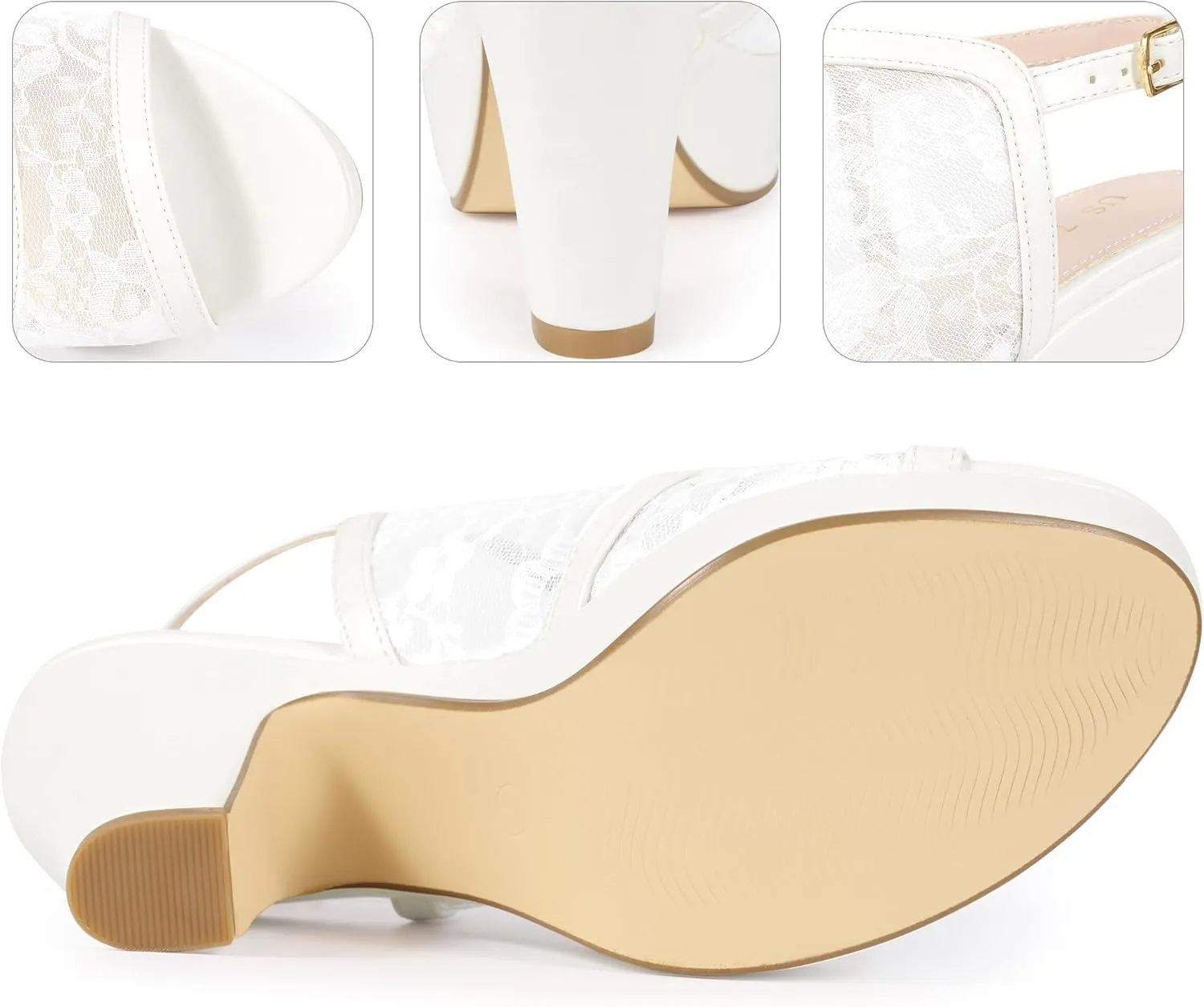 Perphy Platform Open Toe Chunky Heel Lace Sandals for Women