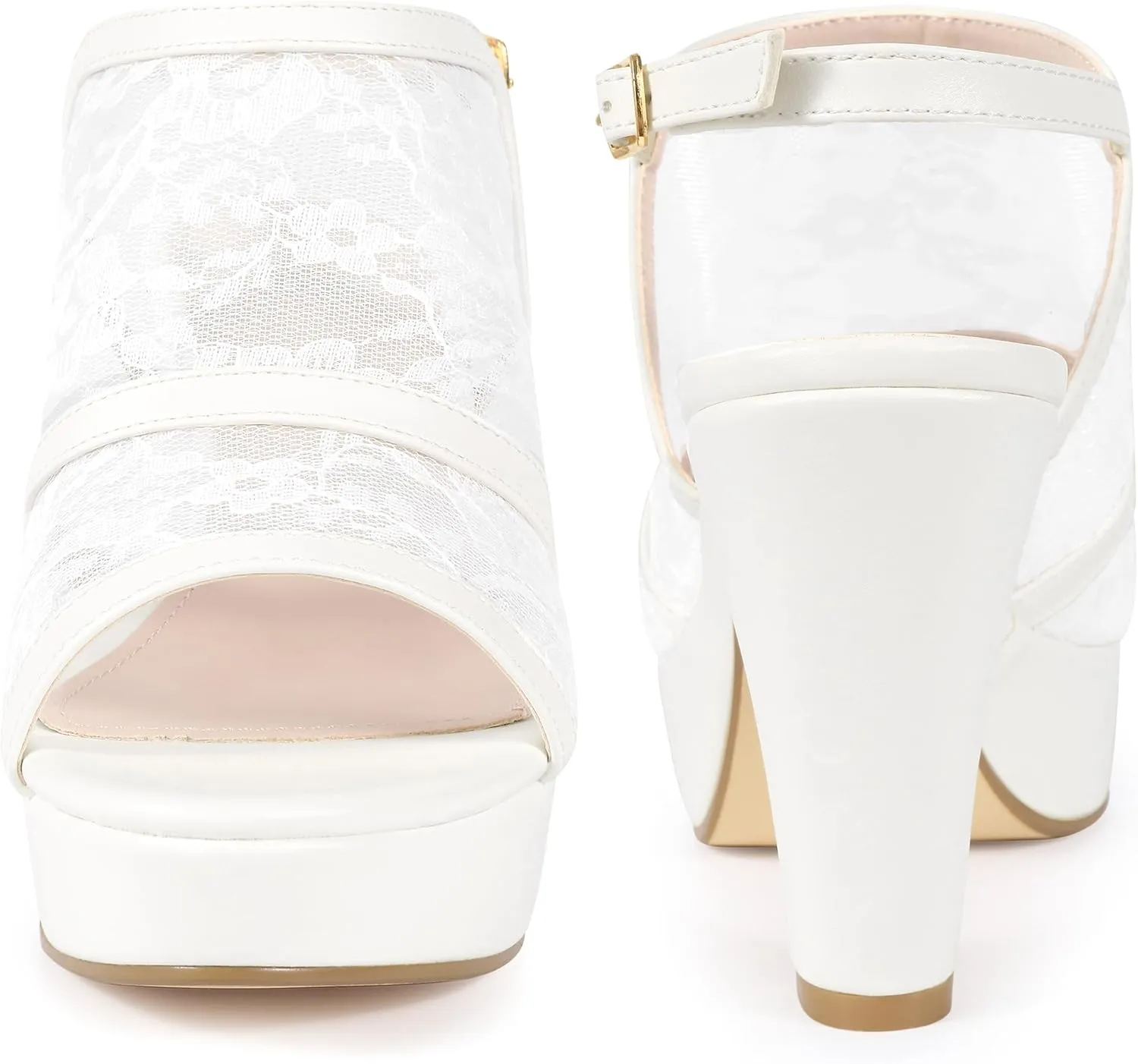 Perphy Platform Open Toe Chunky Heel Lace Sandals for Women