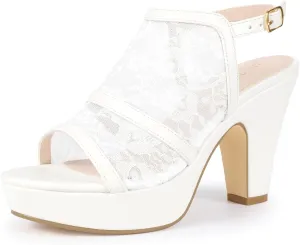 Perphy Platform Open Toe Chunky Heel Lace Sandals for Women