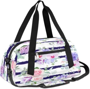 Personalized Kids Duffle Custom Orchid Iris Duffel Bag for Little Boy Girls Teen Overnight Bag Mini Bell Flower Gym Duffle Bag 18.5 Inch Small Weekender Bag for Kids Travel Sport Duffle Bag