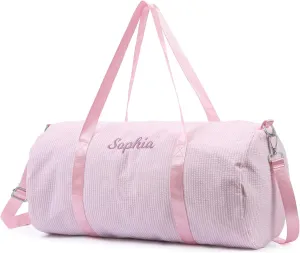 Personalized Travel Duffel Bag with Name - Custom Name Oxford Cloth Gym Bag with Shoes & Wet Pockets Sport Bag Weekender Overnight Bag for Traveling for Women Gift for Christmas Groomsman Brides