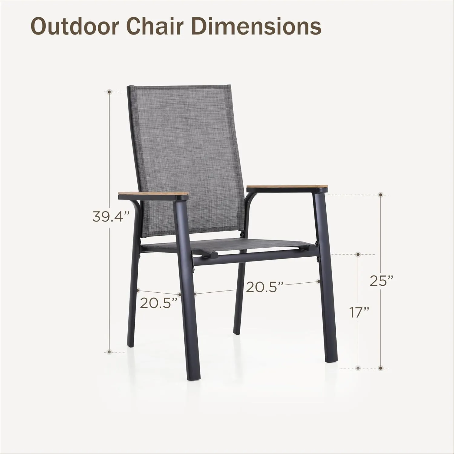 PHI VILLA Outdoor Patio Dining Chairs Set of 6 Clearance, Stackable Aluminum Lightweight Breathable Chairs with Armrest, Stackable Space Saving Garden Lawn Chairs for All Weather