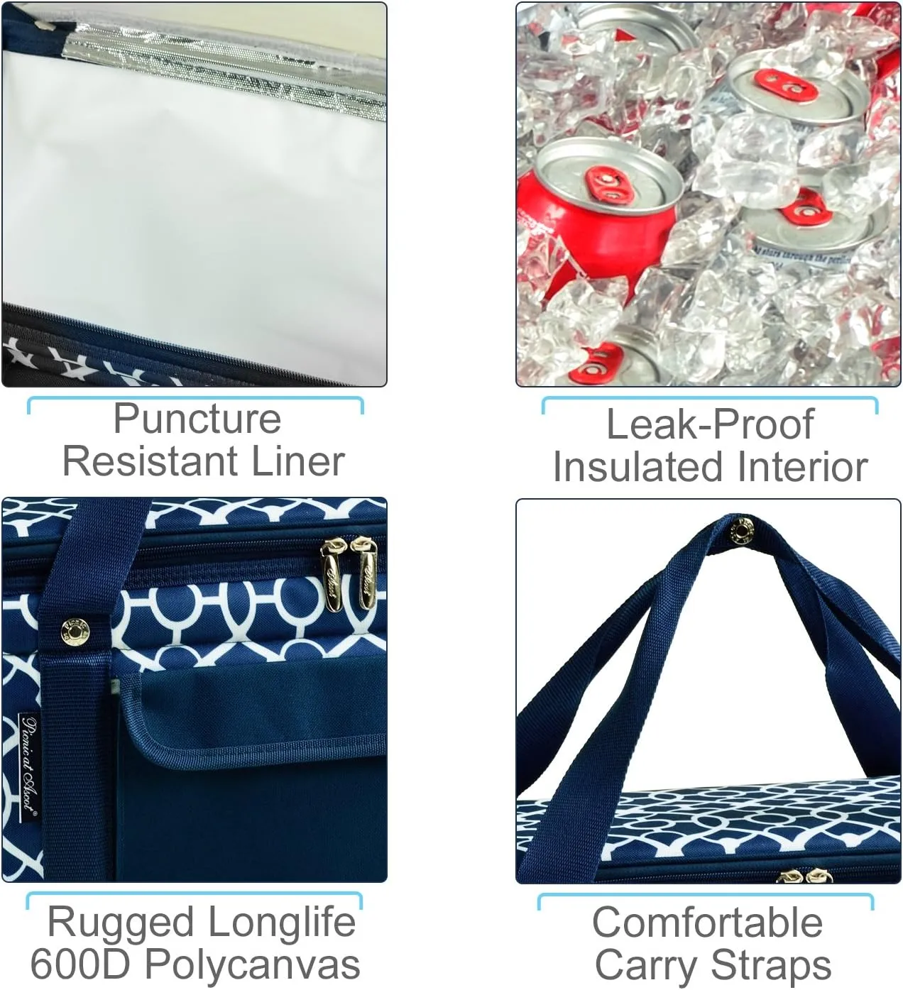 Picnic at Ascot 42 Can Capacity Semi Rigid Collapsible Leakproof Cooler- Designed & Quality Approved in the USA