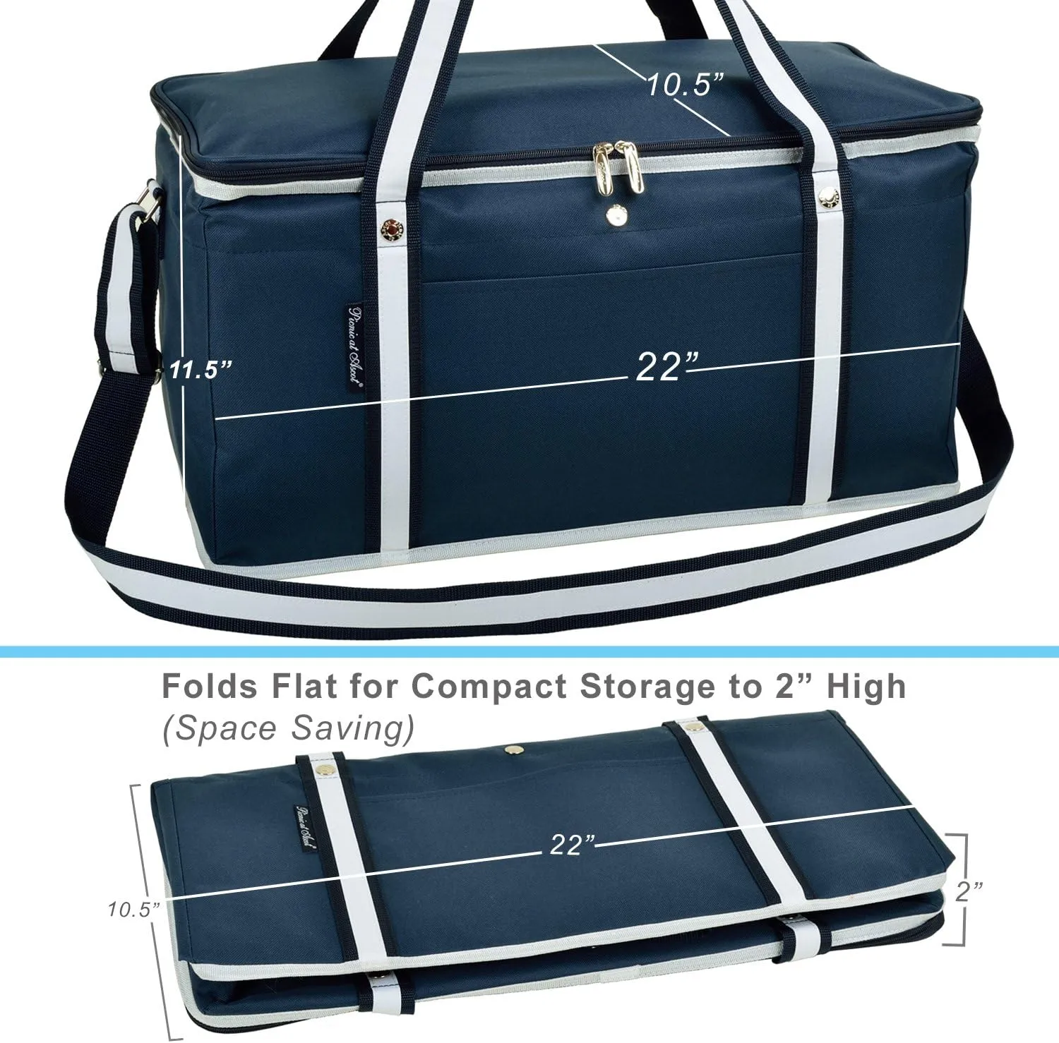 Picnic at Ascot 64 Can Capacity Semi Rigid Collapsible Leakproof Cooler- Designed & Quality Approved in the USA