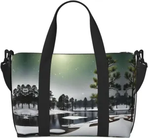 pine needle tree Winter print Travel Duffle Bag,Weekender Bags,Gym Duffel Bag,Luggage Duffle Overnight for Women Men