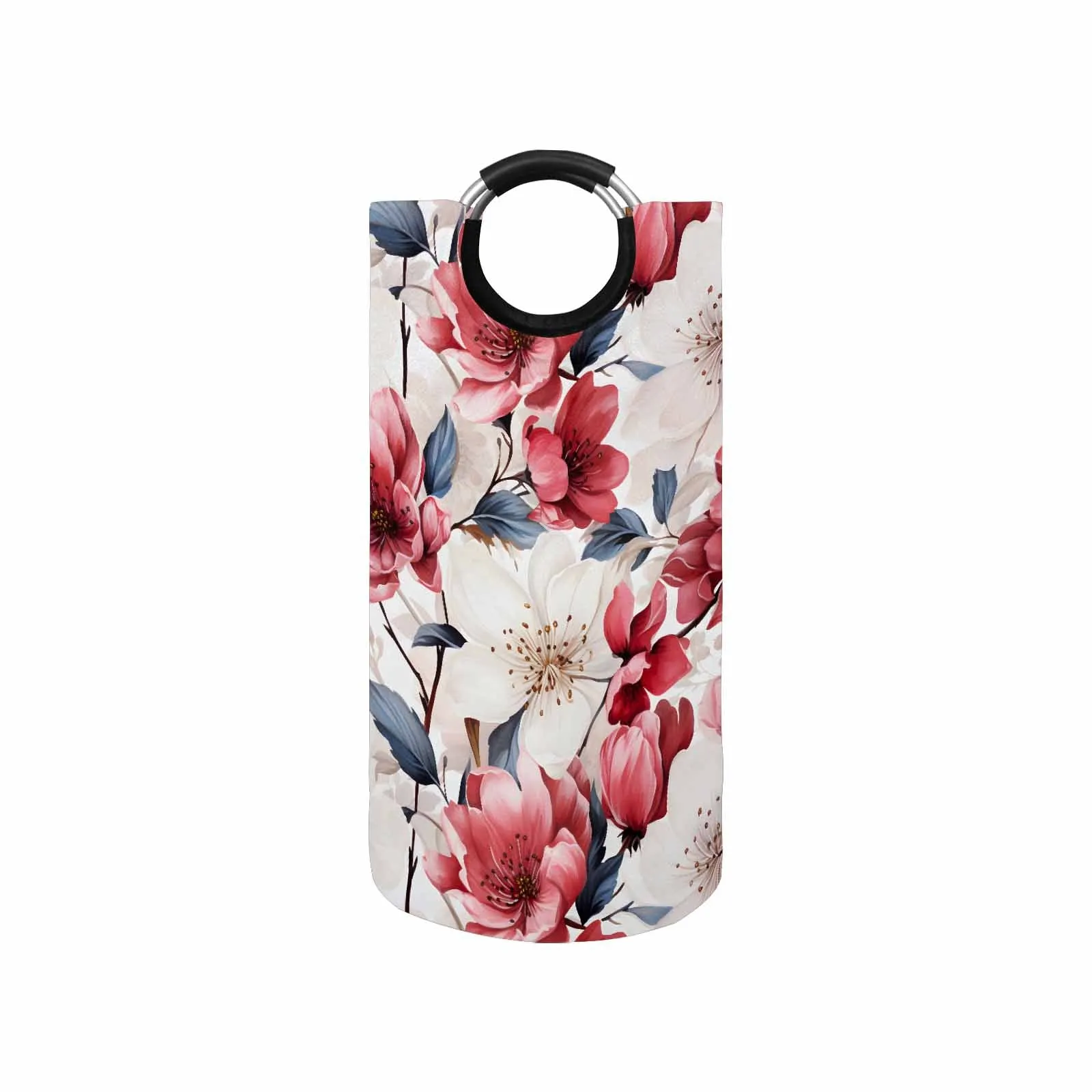 Pink Floral  Round Laundry Basket